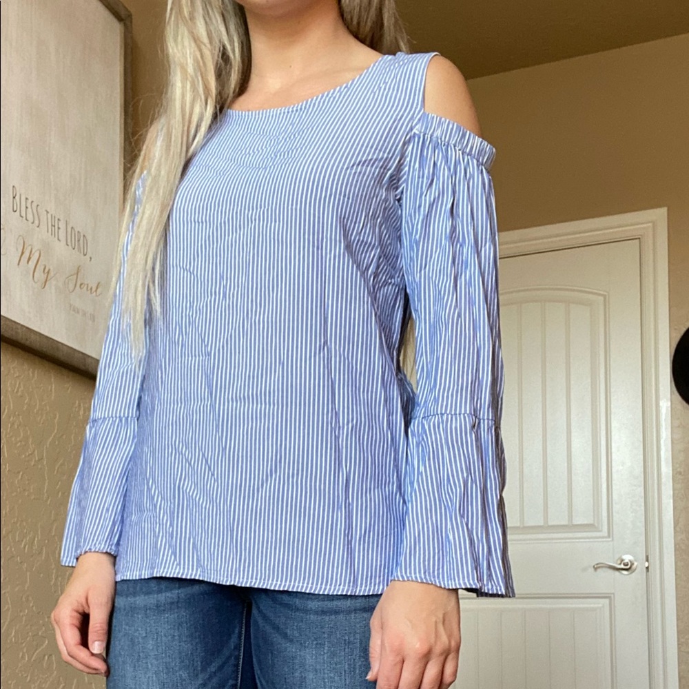 Striped Blue Work Blouse
